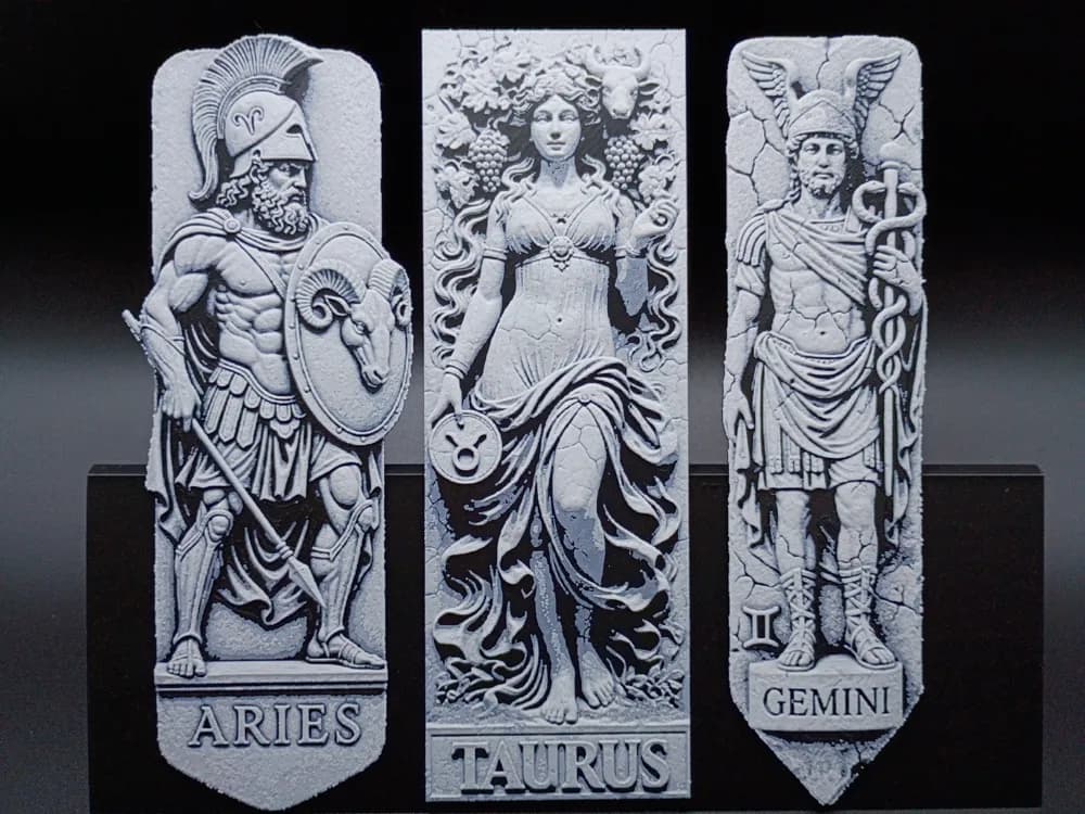Astrology - Aries, Taurus, Gemini Bookmark by 3djd HueForge model: Astrology - Aries, Taurus, Gemini Bookmark by 3djd