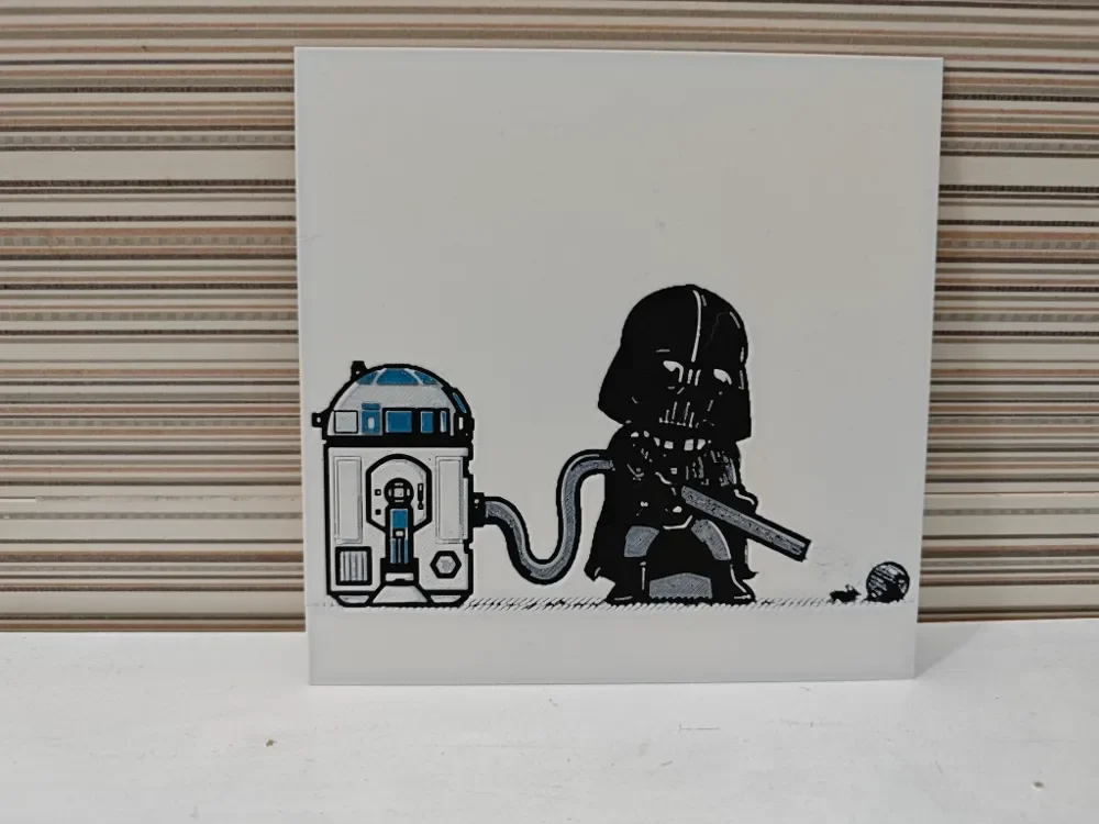 Hueforge Darth Vader and his vacuum cleaner R2D2 by Litolunar HueForge model: Hueforge Darth Vader and his vacuum cleaner R2D2 by Litolunar