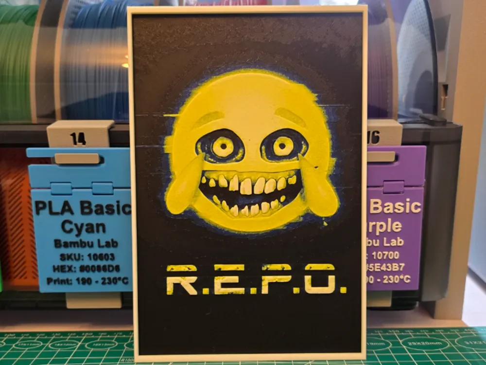R.E.P.O. Poster - Hueforge Art by Lumpy3D HueForge model: R.E.P.O. Poster - Hueforge Art by Lumpy3D