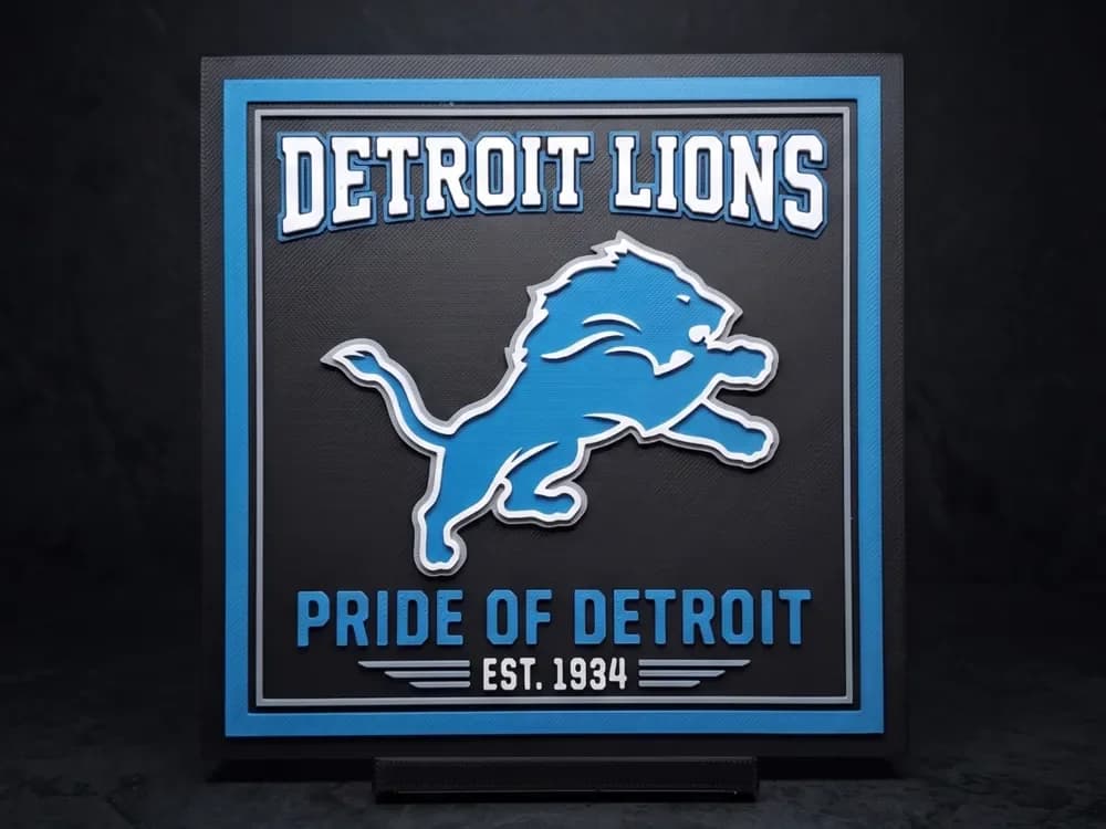 Detroit Lions Logo - Wall Art by LED HueForge model: Detroit Lions Logo - Wall Art by LED