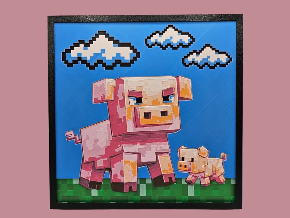 Minecraft Pigs by BusyKikiBee HueForge model: Minecraft Pigs by BusyKikiBee