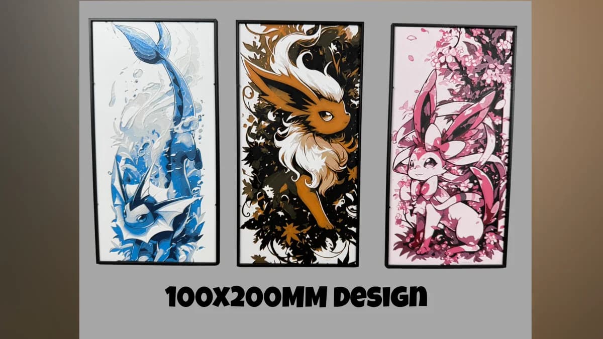 Vaporeon, Flareon, Sylveon - Pokemon 100x200 Hueforge by Canadian Gamer HueForge model: Vaporeon, Flareon, Sylveon - Pokemon 100x200 Hueforge by Canadian Gamer