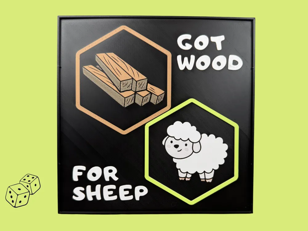 Got Wood For Sheep? - Catan Sign by Canadian Gamer HueForge model: Got Wood For Sheep? - Catan Sign by Canadian Gamer