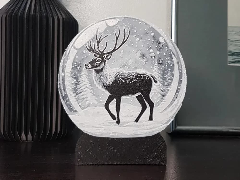 Christmas Snow Globe, Reindeer, Stand-a-lone Christmas Snow Globe, Reindeer, Stand-a-lone