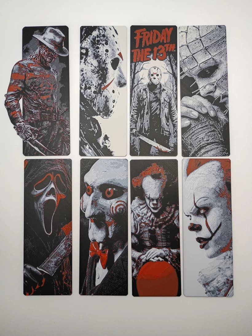 Horror Starter Bookmarks by 3djd HueForge model: Horror Starter Bookmarks by 3djd