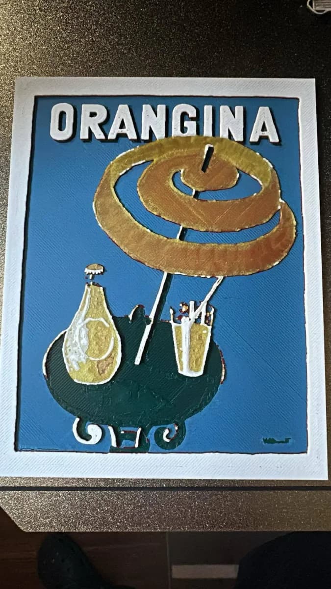 Orangina vintage Hueforge by Cré'Art 3D HueForge model: Orangina vintage Hueforge by Cré'Art 3D