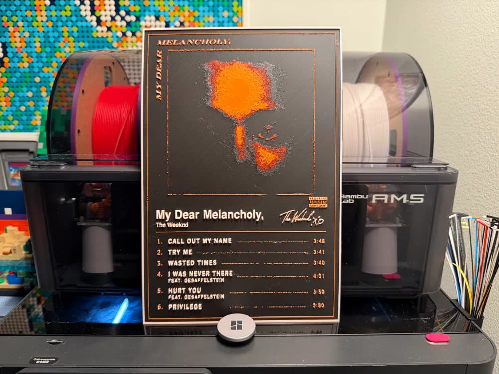 TheWeeknd-My Dear Melancholy Album HueForge Poster by liv_3d HueForge model: TheWeeknd-My Dear Melancholy Album HueForge Poster by liv_3d