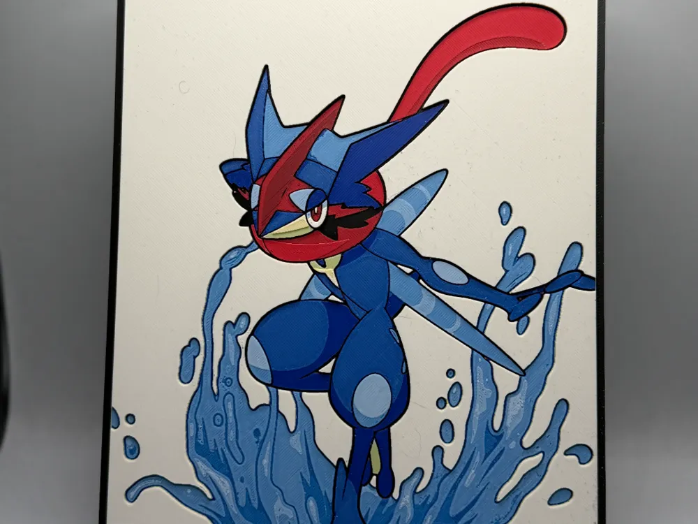 Pokemon Hueforge - Greninja Splash by MonkeyForge 3D HueForge model: Pokemon Hueforge - Greninja Splash by MonkeyForge 3D