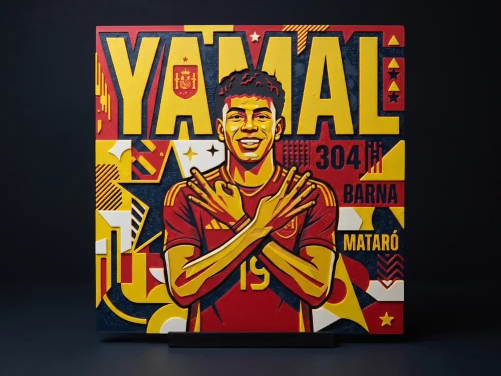 Lamine Yamal 304 - Hueforge Wall Art by LED HueForge model: Lamine Yamal 304 - Hueforge Wall Art by LED