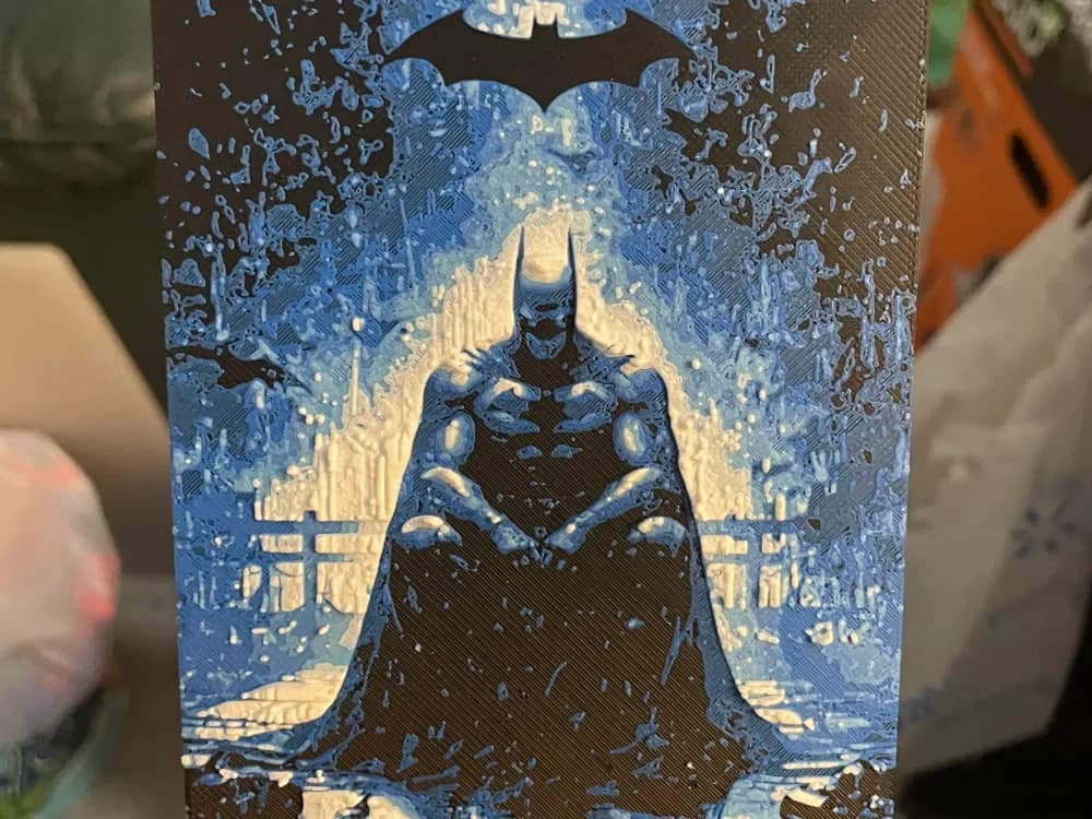 Batman in the Rain Hueforge by Advancedtechworldwide HueForge model: Batman in the Rain Hueforge by Advancedtechworldwide