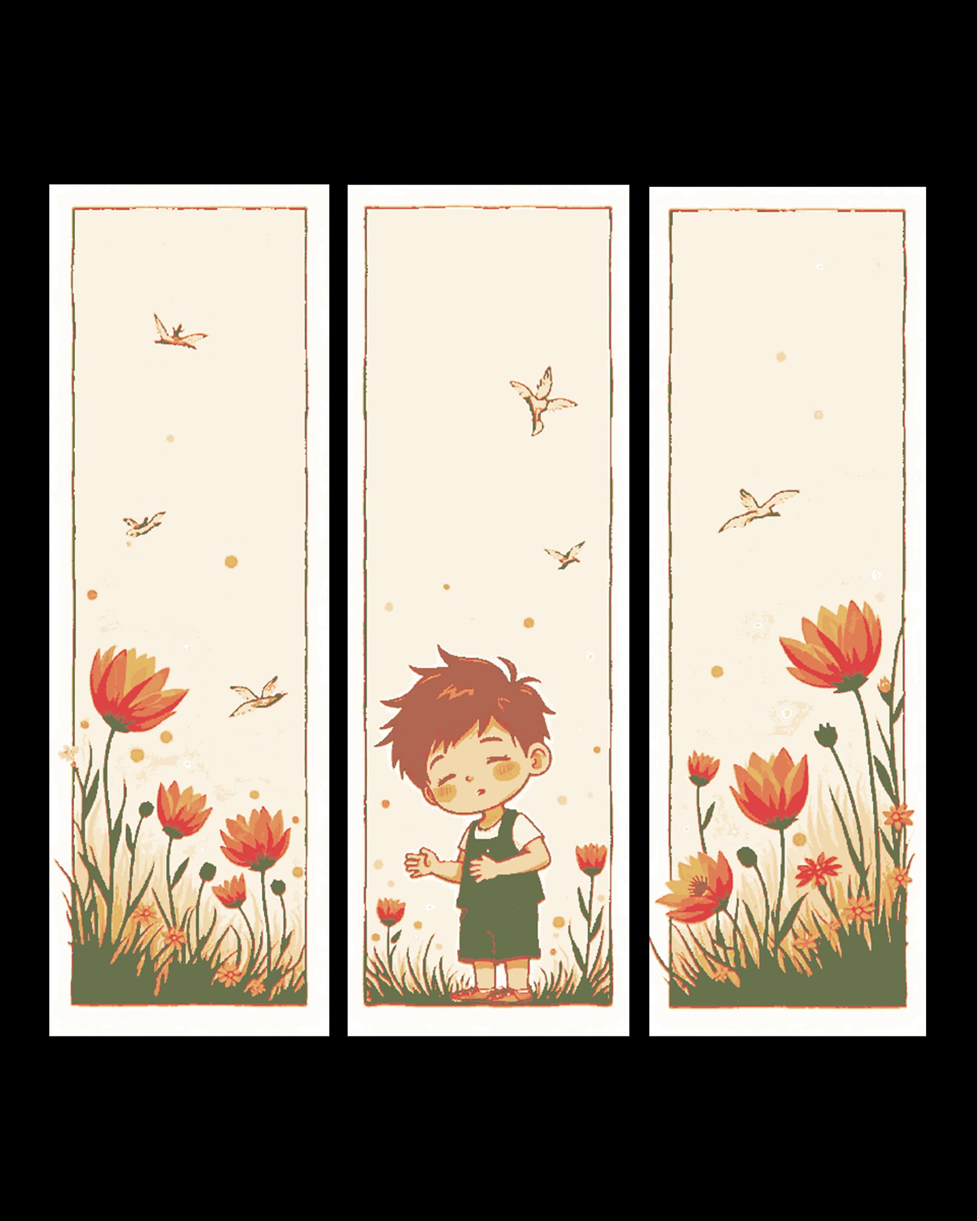 Three parts make a whole - Summer days walking in the meadow Art - Set of bookmarks Three parts make a whole - Summer days walking in the meadow Art - Set of bookmarks