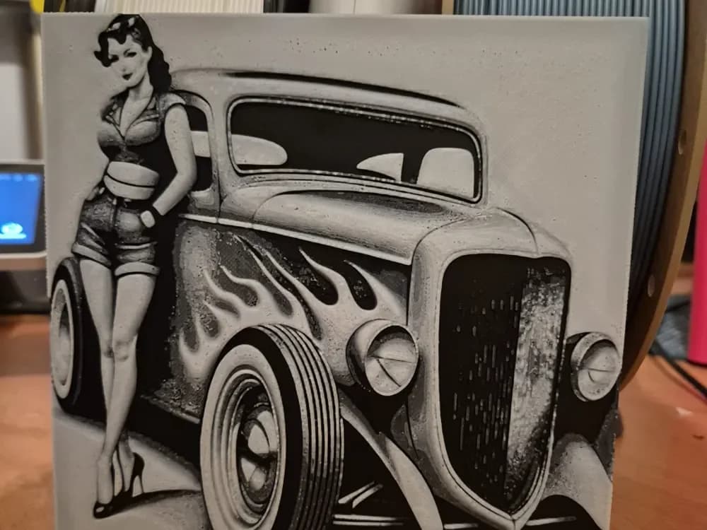 lady and car hueforge by Buntsta HueForge model: lady and car hueforge by Buntsta