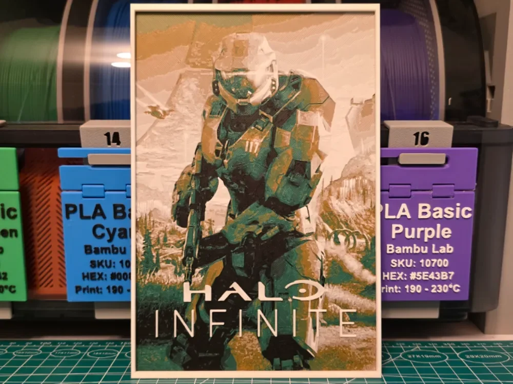 Halo Infinite Game Poster - Hueforge Art by Lumpy3D HueForge model: Halo Infinite Game Poster - Hueforge Art by Lumpy3D