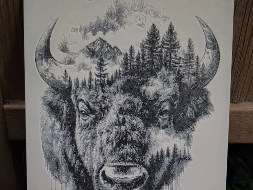 Buffalo Double Exposure hueforge by Buntsta HueForge model: Buffalo Double Exposure hueforge by Buntsta