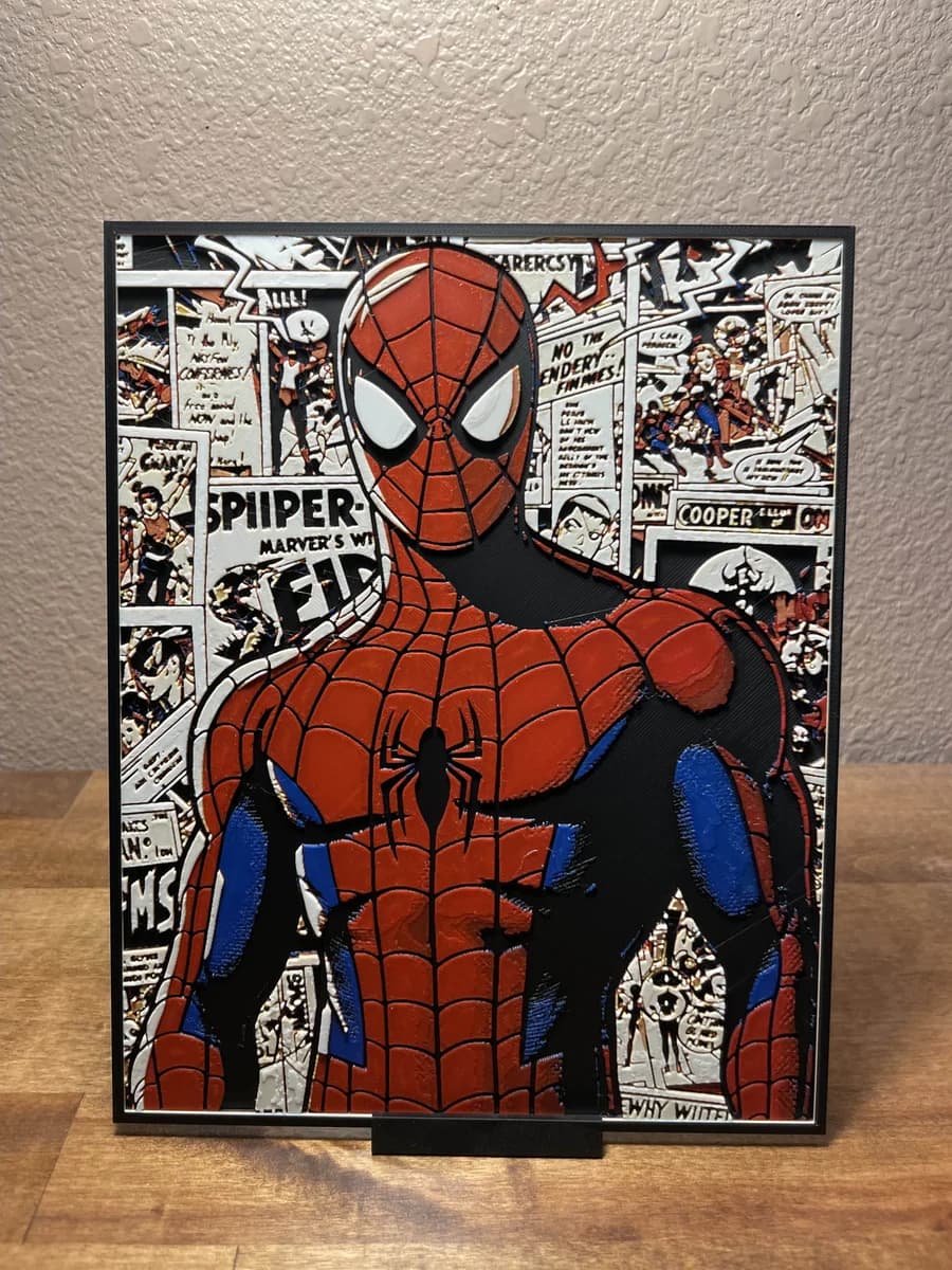 Spiderman Comic Background by Cloudy Nostalgia HueForge model: Spiderman Comic Background by Cloudy Nostalgia