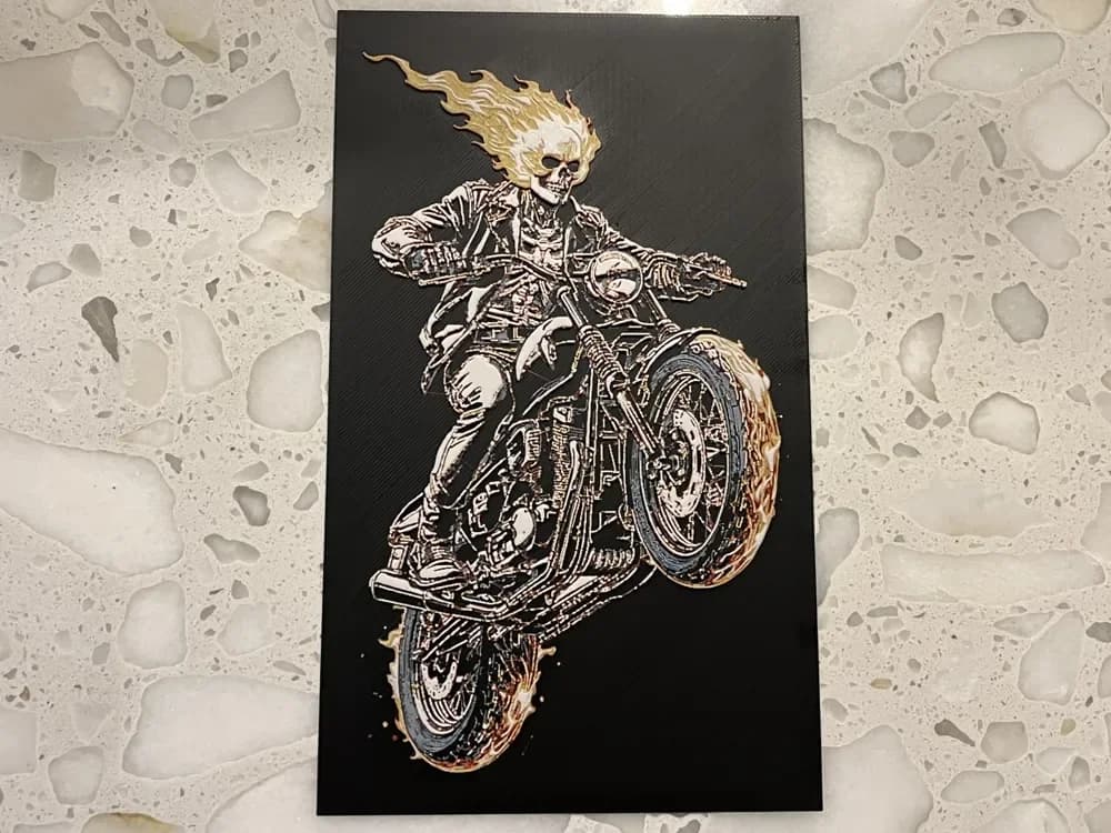 Marvel Comic Ghost Rider Hueforge by FantasyZ HueForge model: Marvel Comic Ghost Rider Hueforge by FantasyZ