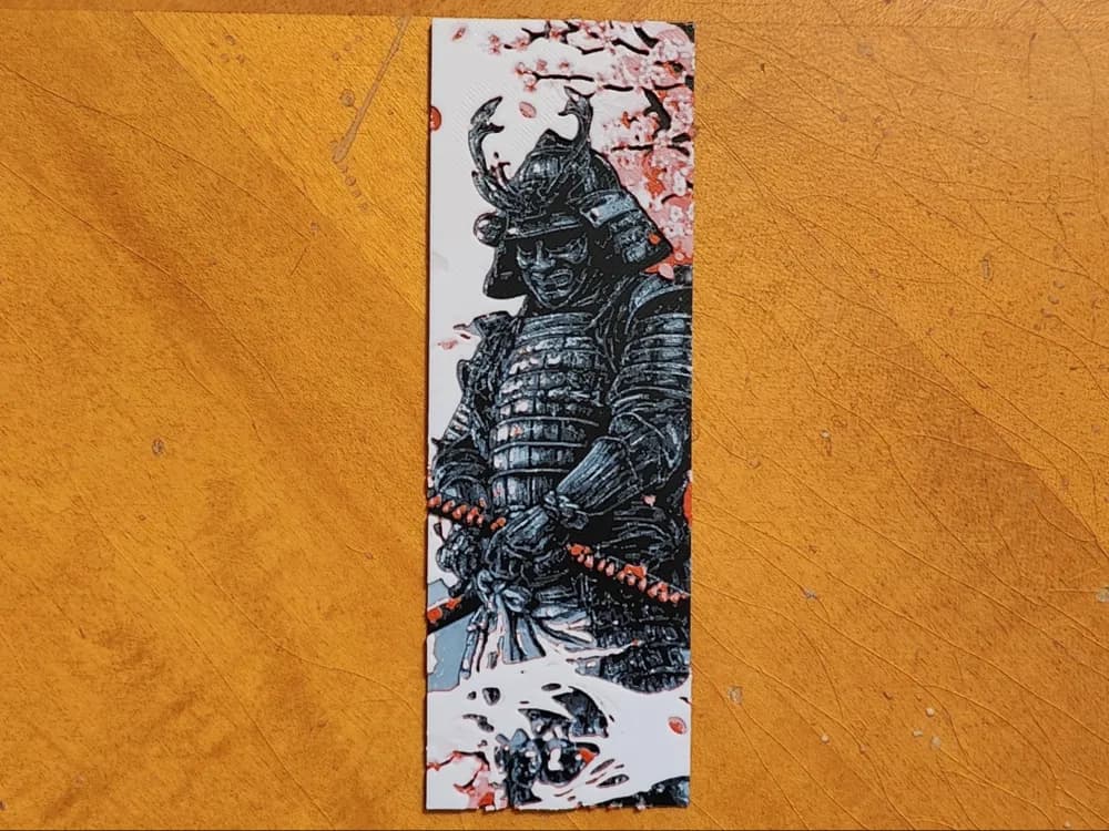 Samurai and Cherry Blossoms Bookmark - 4 Colours by Sarge HueForge model: Samurai and Cherry Blossoms Bookmark - 4 Colours by Sarge