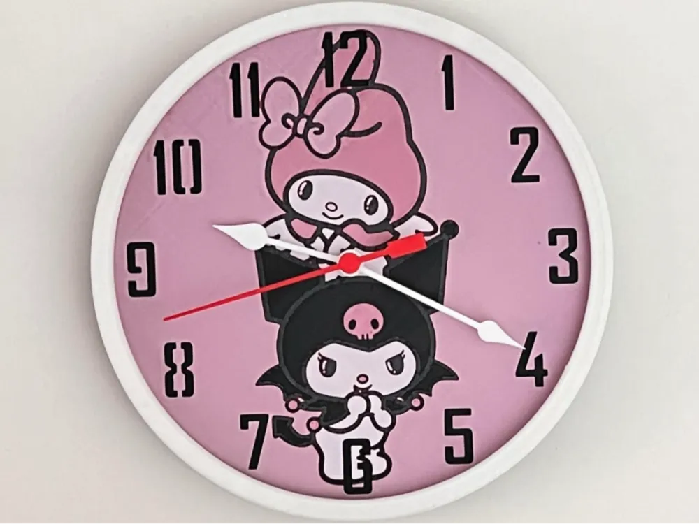 Customizable Clock - Sanrio, My Melody and Kuromi by 3djd HueForge model: Customizable Clock - Sanrio, My Melody and Kuromi by 3djd