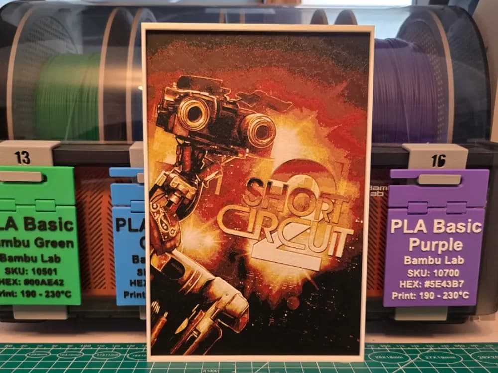 Short Circuit 2 Movie Poster - Hueforge Art by Lumpy3D HueForge model: Short Circuit 2 Movie Poster - Hueforge Art by Lumpy3D