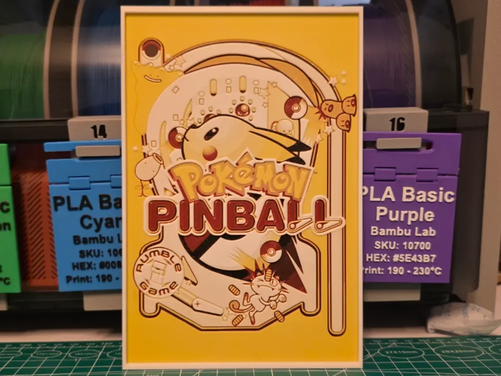 Pokémon Pinball Poster - Hueforge Art by Lumpy3D HueForge model: Pokémon Pinball Poster - Hueforge Art by Lumpy3D