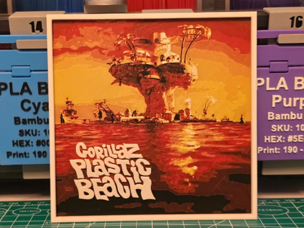 Gorillaz "Plastic Beach" Album - Hueforge Art by Lumpy3D HueForge model: Gorillaz "Plastic Beach" Album - Hueforge Art by Lumpy3D