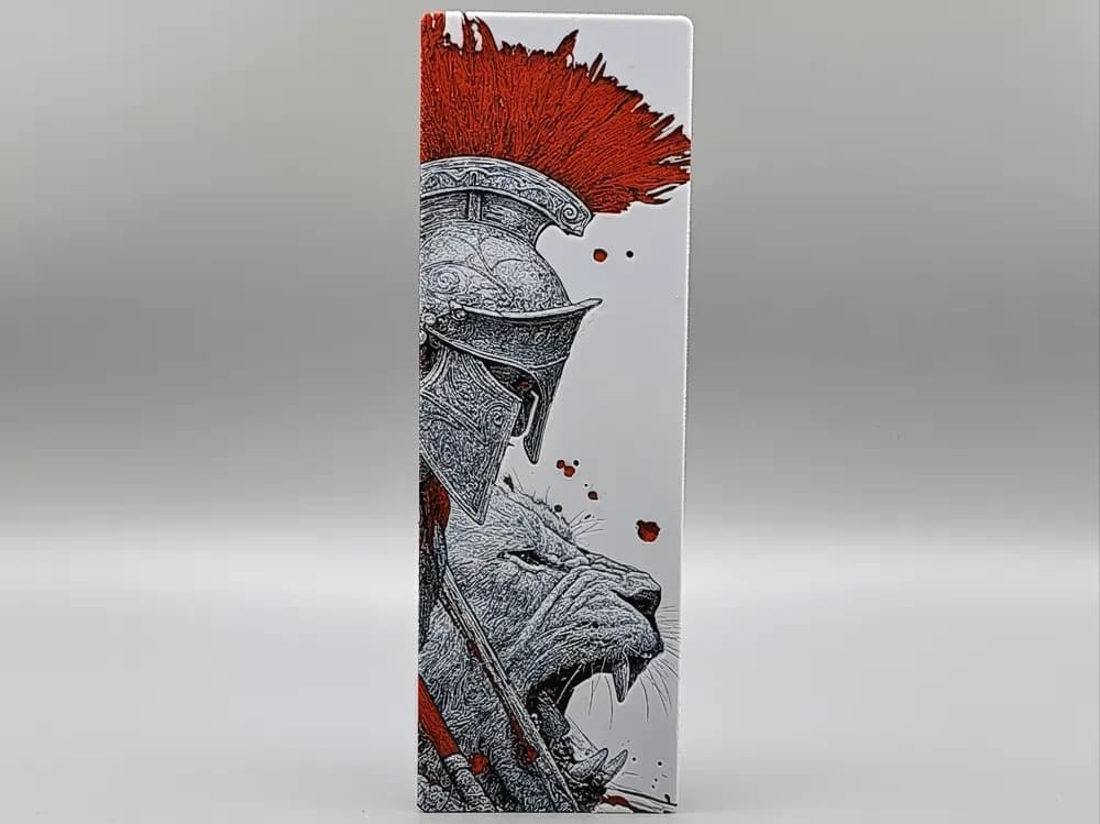 Last Roar of Sparta Bookmark - 0.2 Nozzle by Sarge HueForge model: Last Roar of Sparta Bookmark - 0.2 Nozzle by Sarge