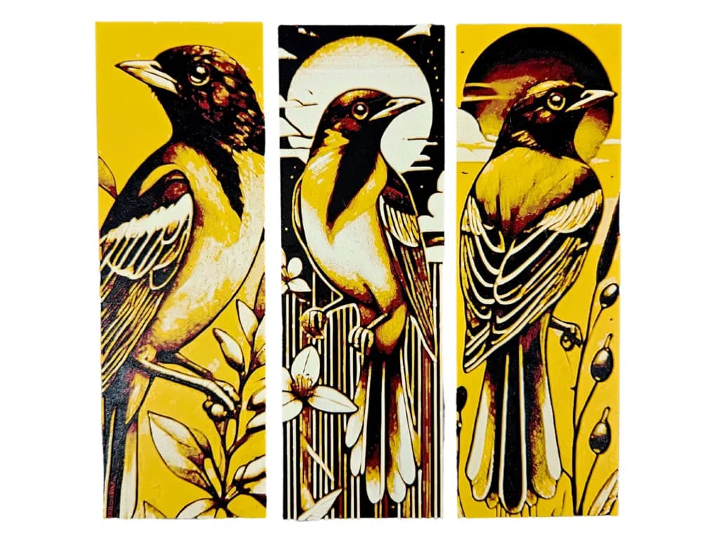 Oriole Bird Bookmarks by BusyKikiBee HueForge model: Oriole Bird Bookmarks by BusyKikiBee