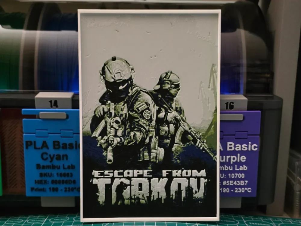 Escape from Tarkov Poster - Hueforge Art by Lumpy3D HueForge model: Escape from Tarkov Poster - Hueforge Art by Lumpy3D