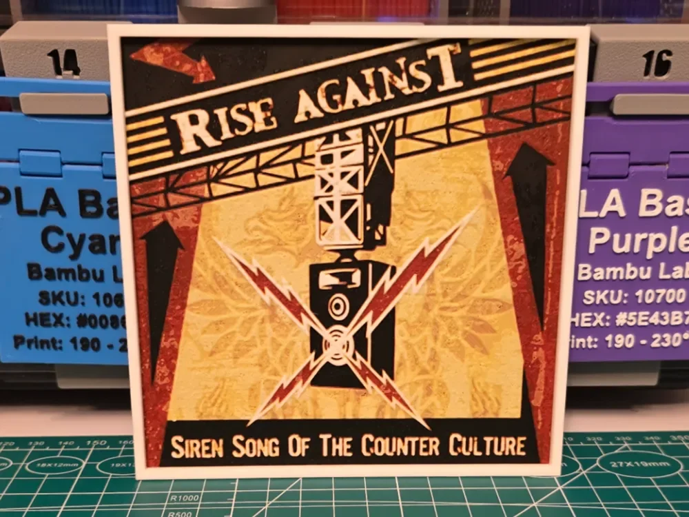 HueForge model: "Rise Against" Siren Song of the Counter Culture by Lumpy3D