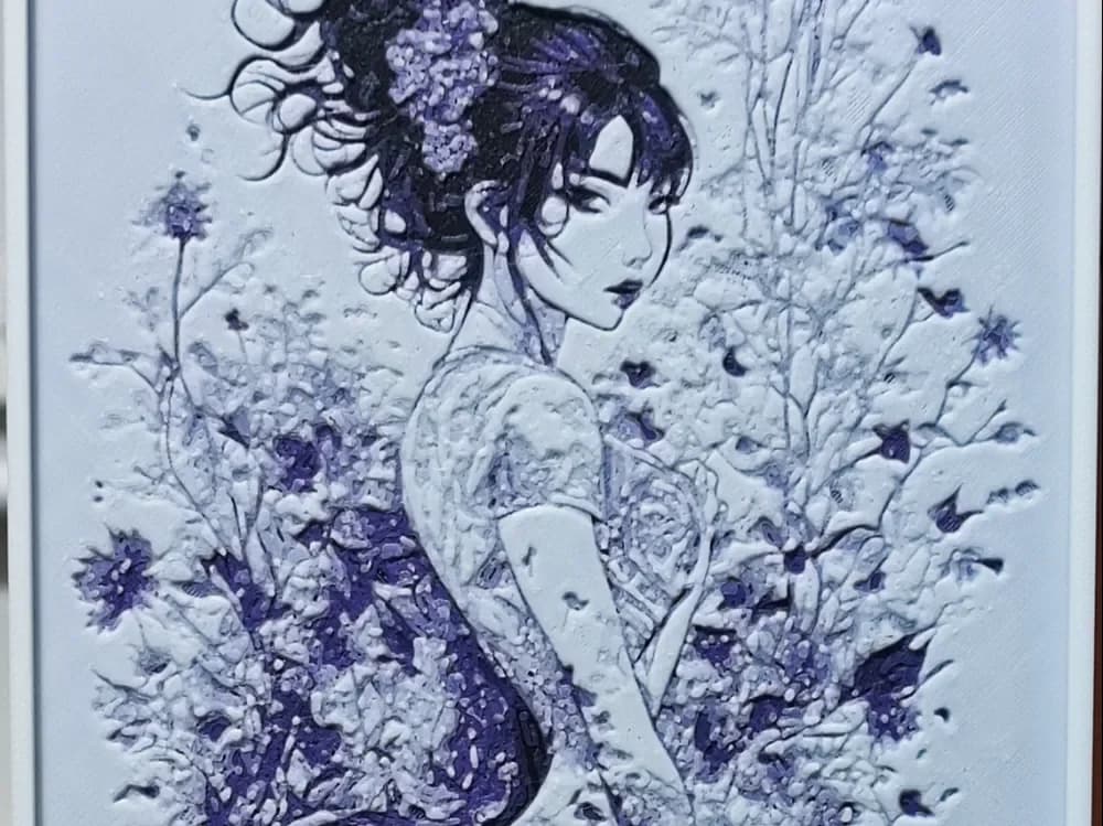 Delicate Geisha In Mauve (2) HueForge 3 Color by BoDad HueForge model: Delicate Geisha In Mauve (2) HueForge 3 Color by BoDad