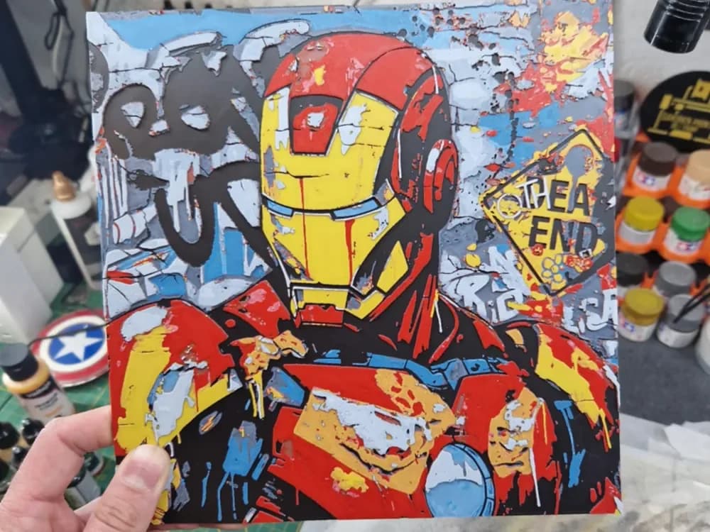 Iron Man Hueforge - Street Art by Dakiren HueForge model: Iron Man Hueforge - Street Art by Dakiren