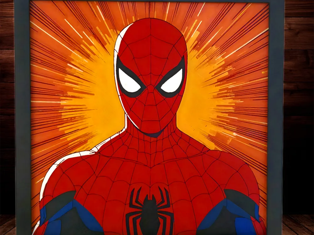 Spiderman - 6 colour by Side Quest Hues HueForge model: Spiderman - 6 colour by Side Quest Hues