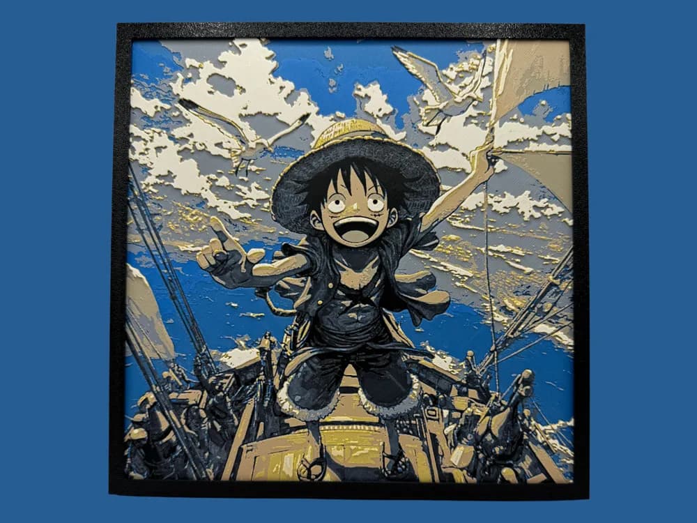 Monkey D Luffy Sailing - One Piece Hueforge by Canadian Gamer HueForge model: Monkey D Luffy Sailing - One Piece Hueforge by Canadian Gamer