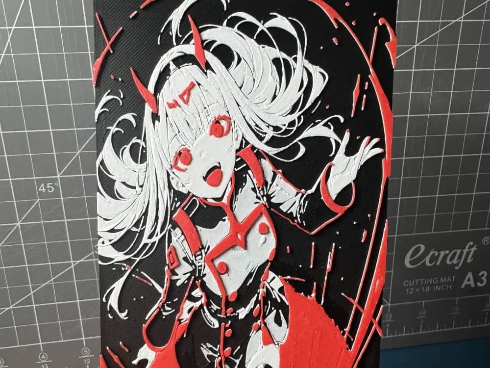 4x8 hueforge of Zero Two DARLING in the FRANXX