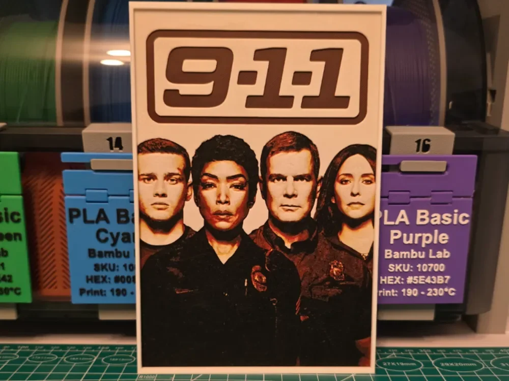 9-1-1 Poster - Hueforge Art by Lumpy3D HueForge model: 9-1-1 Poster - Hueforge Art by Lumpy3D