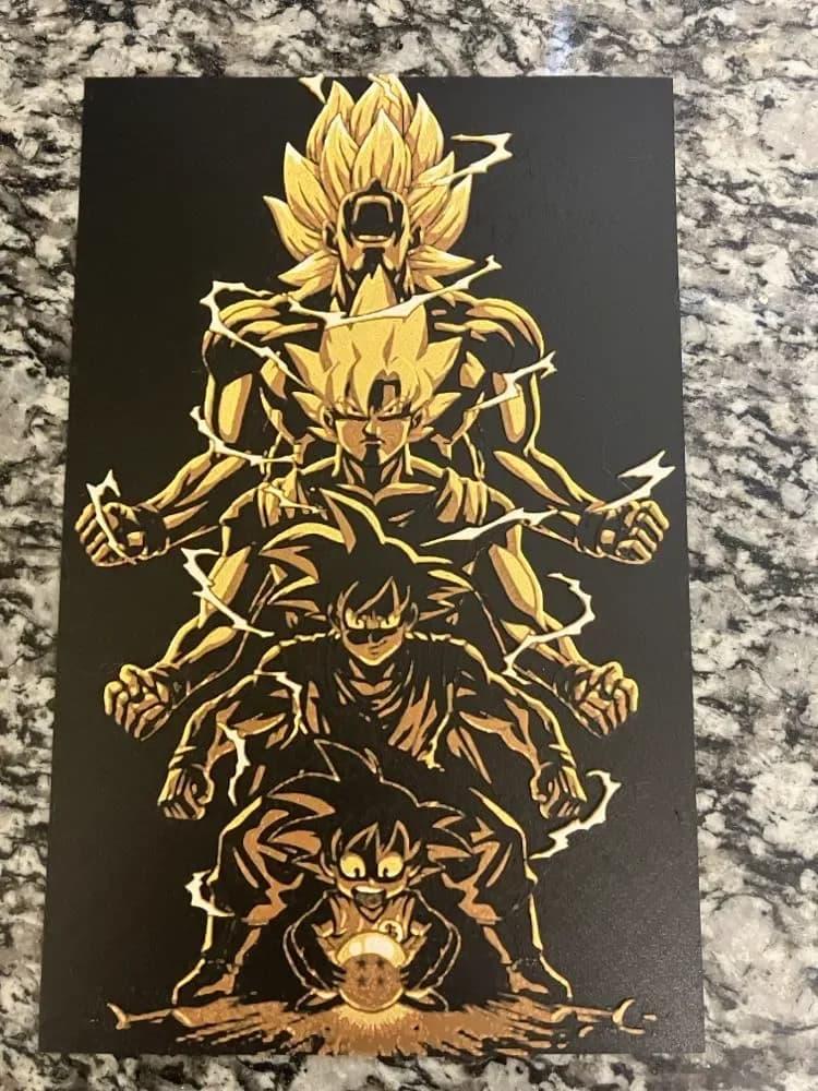 Dragonball Z Goku transformation includes A1 mini size (hueforge print) by Houston713Texan HueForge model: Dragonball Z Goku transformation includes A1 mini size (hueforge print) by Houston713Texan