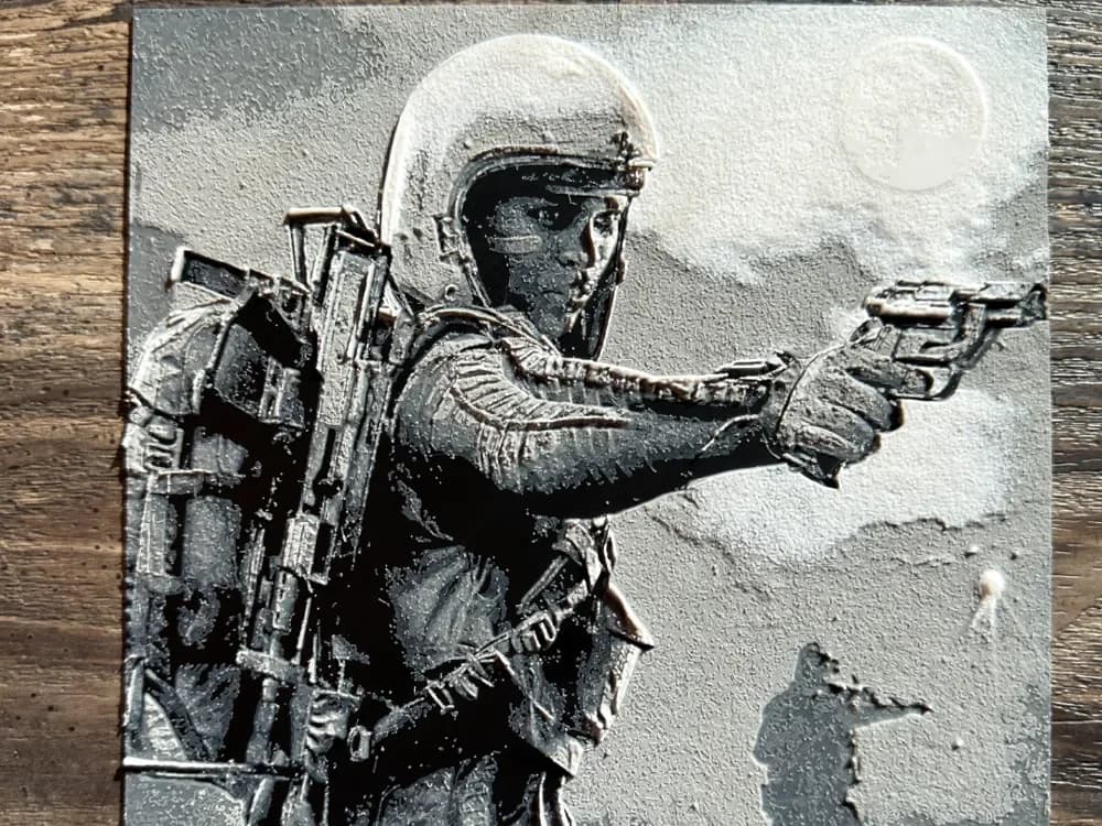ARC Raiders Lone Raider – HueForge Wall Art by novy HueForge model: ARC Raiders Lone Raider – HueForge Wall Art by novy