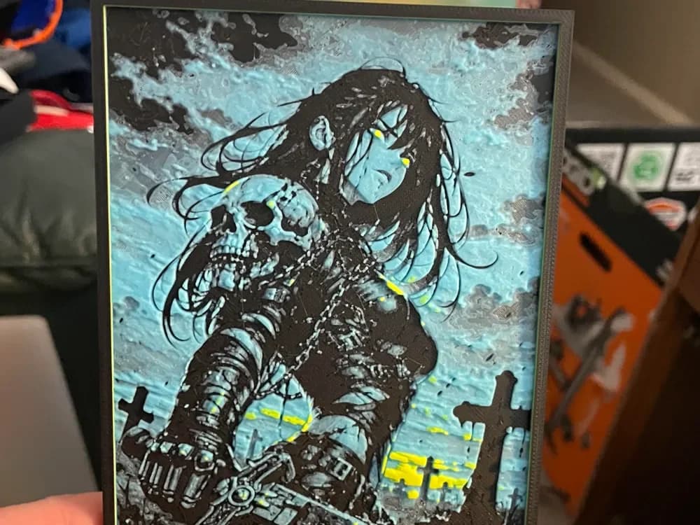 Sword Woman in a Graveyard V1 by Advancedtechworldwide HueForge model: Sword Woman in a Graveyard V1 by Advancedtechworldwide