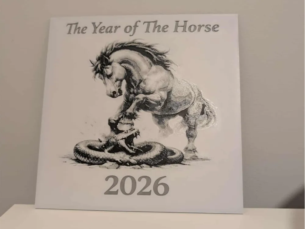 Year of the horse - 2026 - hueforge by 3dGlow HueForge model: Year of the horse - 2026 - hueforge by 3dGlow