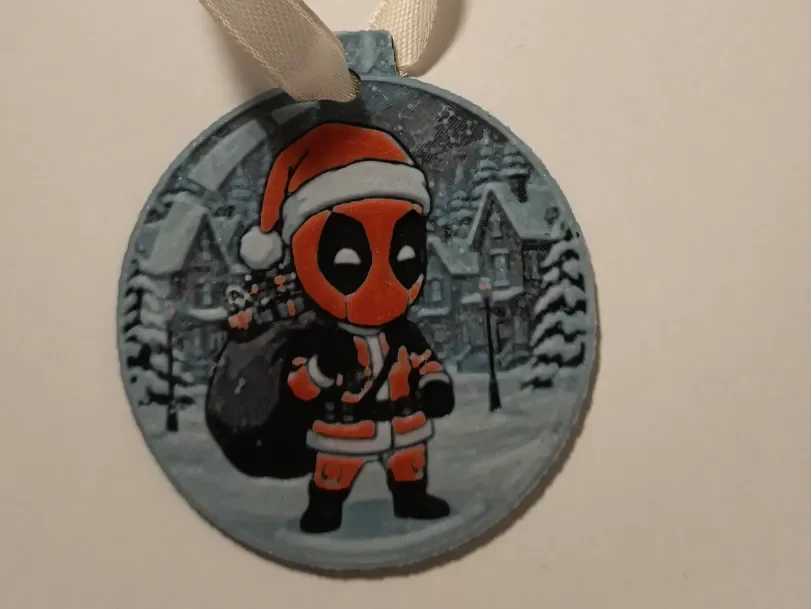 Christmas ornament hueforge Deadpool by 3DNesy HueForge model: Christmas ornament hueforge Deadpool by 3DNesy