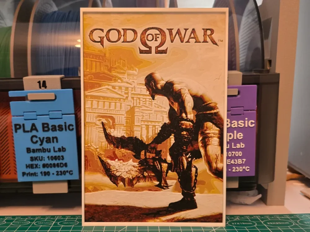 HueForge model: God of War (2005) Poster - Hueforge Art by Lumpy3D
