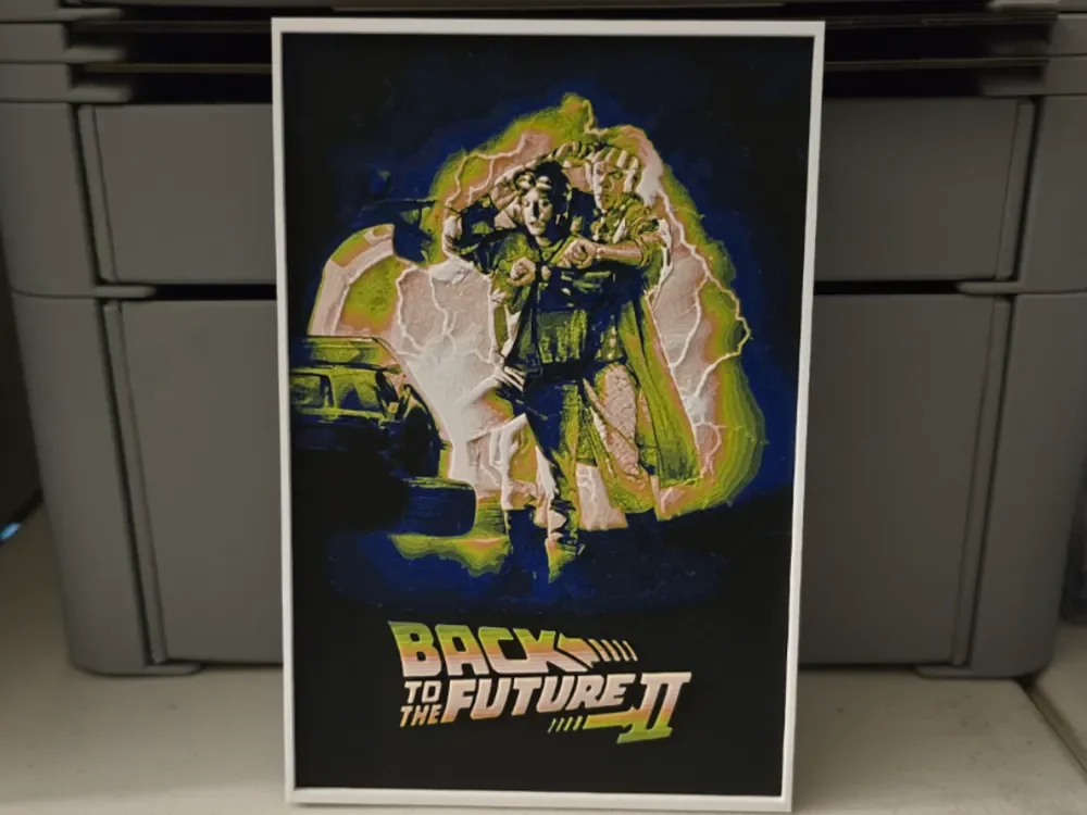Back to the Future Part 2 Movie Poster - Hueforge by Lumpy3D HueForge model: Back to the Future Part 2 Movie Poster - Hueforge by Lumpy3D