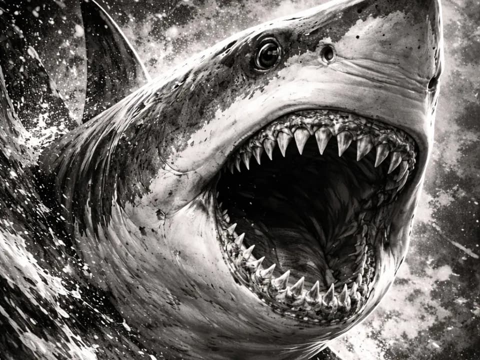 Ferocious Shark – Black and White Animal Series by Hueforge Maker HueForge model: Ferocious Shark – Black and White Animal Series by Hueforge Maker