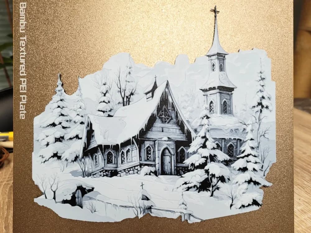 Snowy Church - Hueforge by Vincent111 HueForge model: Snowy Church - Hueforge by Vincent111