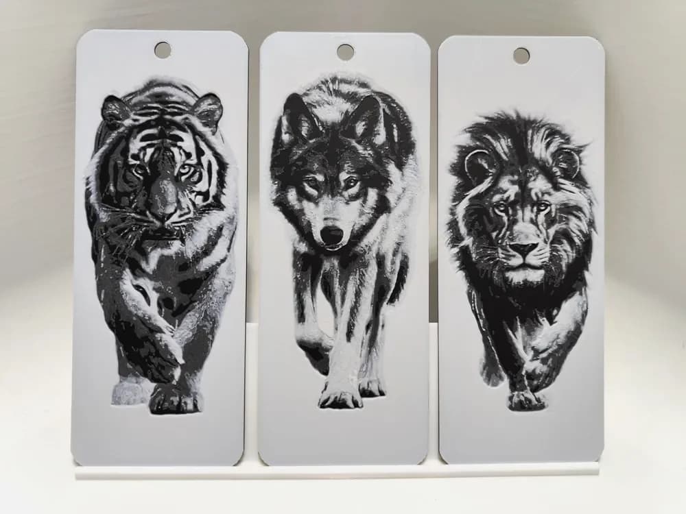 Tiger, Wolf, and Lion Bookmark Set