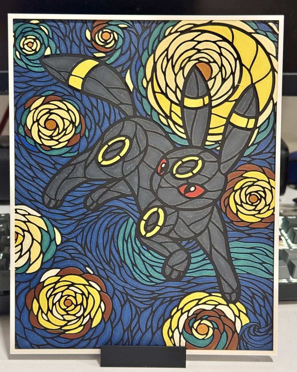 Umbreon Stained Glass by Strata Prints HueForge model: Umbreon Stained Glass by Strata Prints