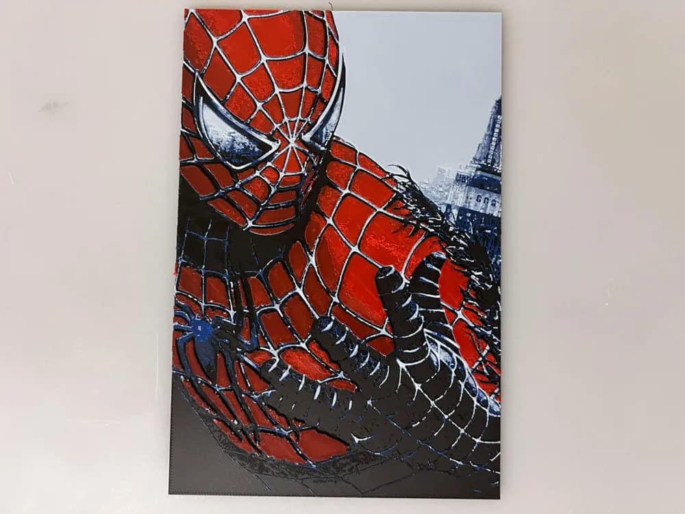 Spiderman Beginning Symbiote to Venom by 3djd HueForge model: Spiderman Beginning Symbiote to Venom by 3djd