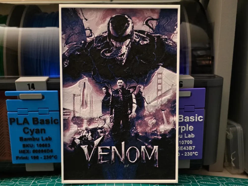 Venom Movie Poster - Hueforge Art by Lumpy3D HueForge model: Venom Movie Poster - Hueforge Art by Lumpy3D