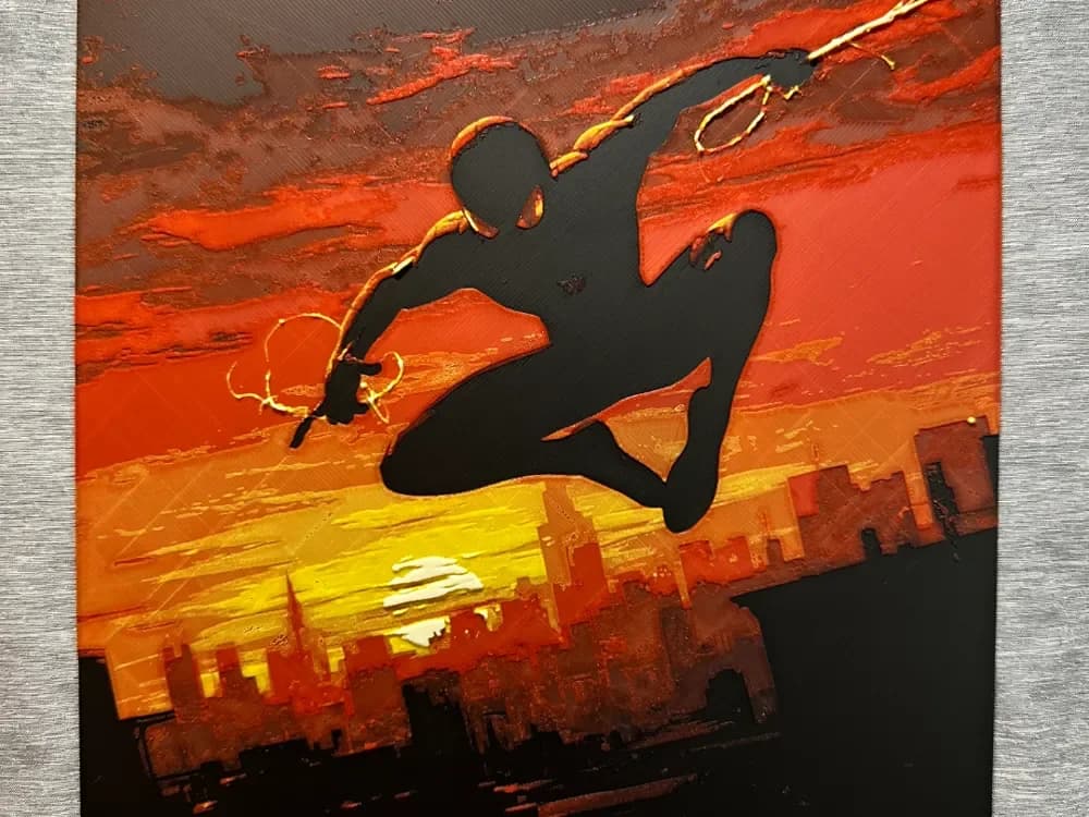 Spiderman Silhouette Hueforge by Hey Ben HueForge model: Spiderman Silhouette Hueforge by Hey Ben