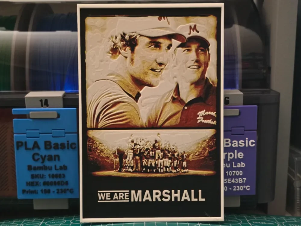 We Are Marshall Movie Poster - Hueforge Art by Lumpy3D HueForge model: We Are Marshall Movie Poster - Hueforge Art by Lumpy3D